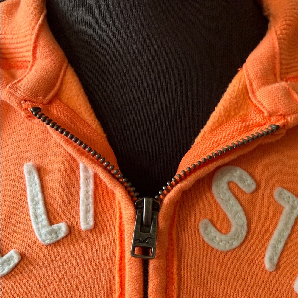 Vintage Hollister Highlighter Orange Coastal Cruisers Full Zip Hoodie - Picture 3 of 7